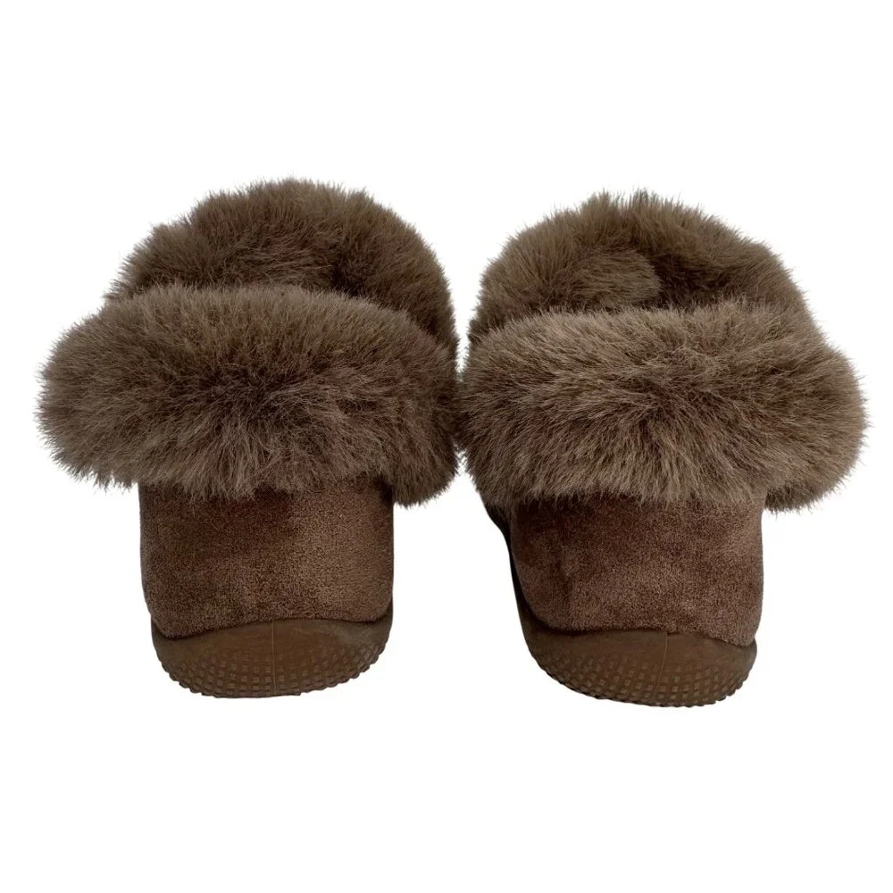 Hao Duo Lai Warm Brown‎ Faux Sued Boots Faux Fur Lined Baby Size 2